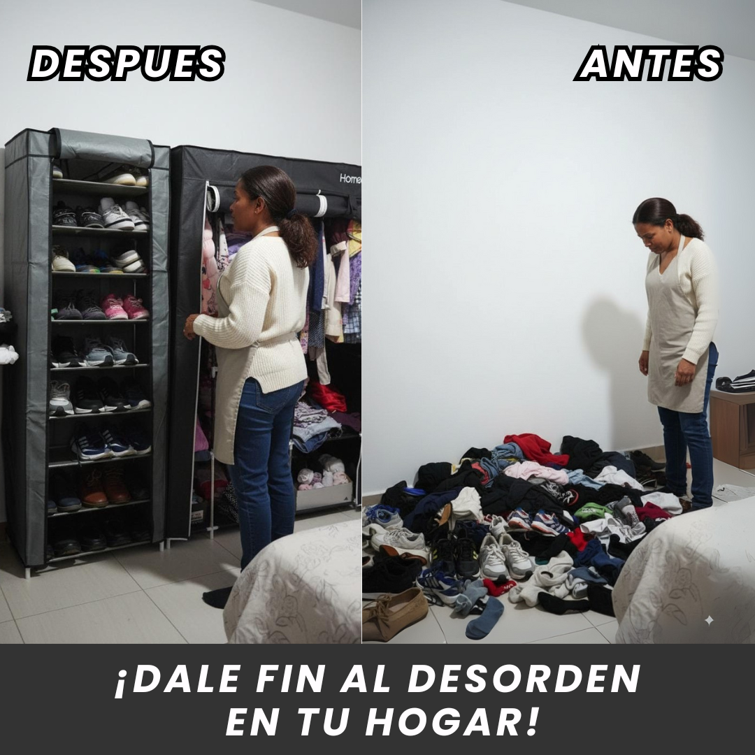 Comparación visual de opciones para organizar ropa y zapatos